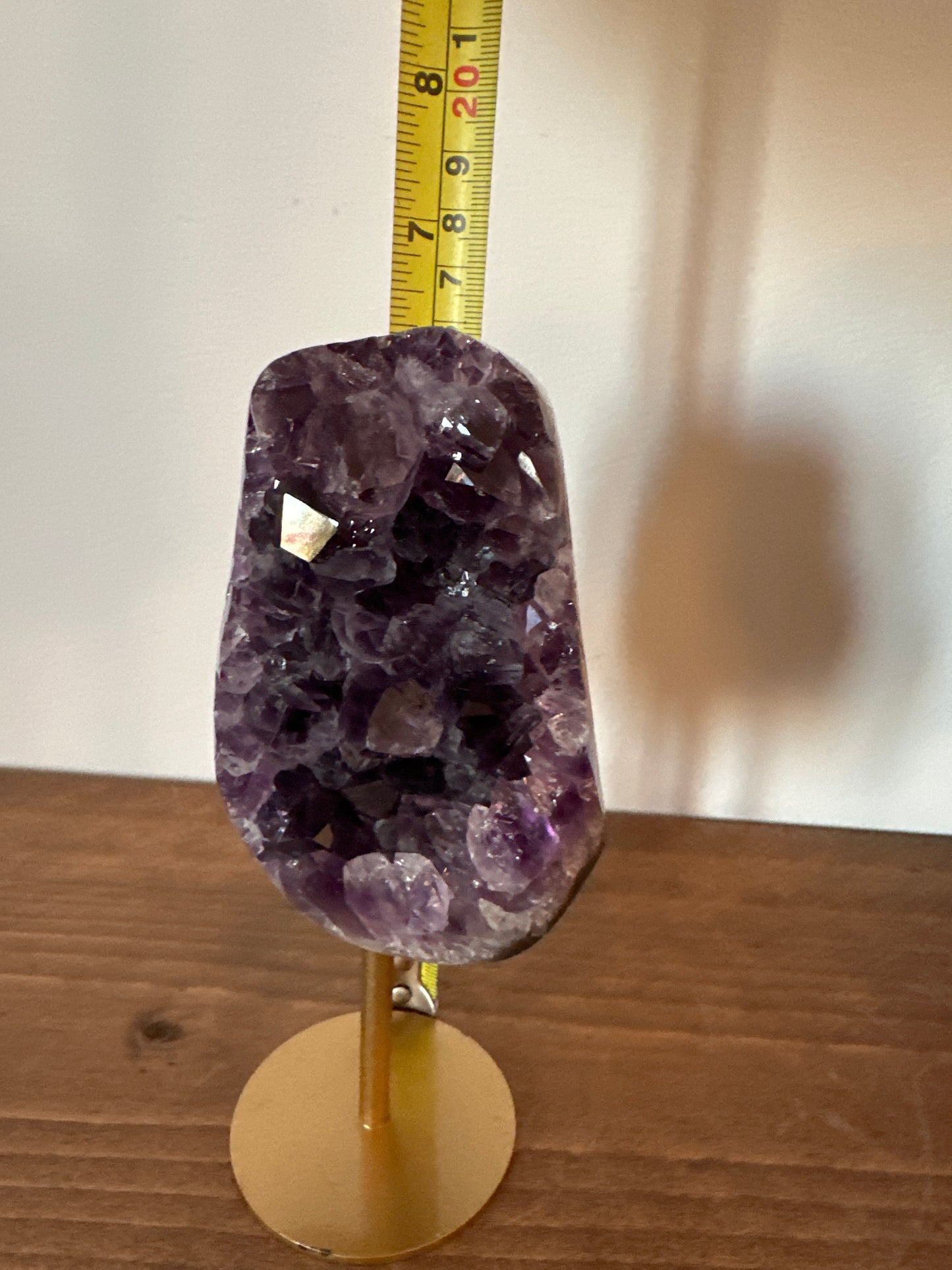 Amethyst on gold stand