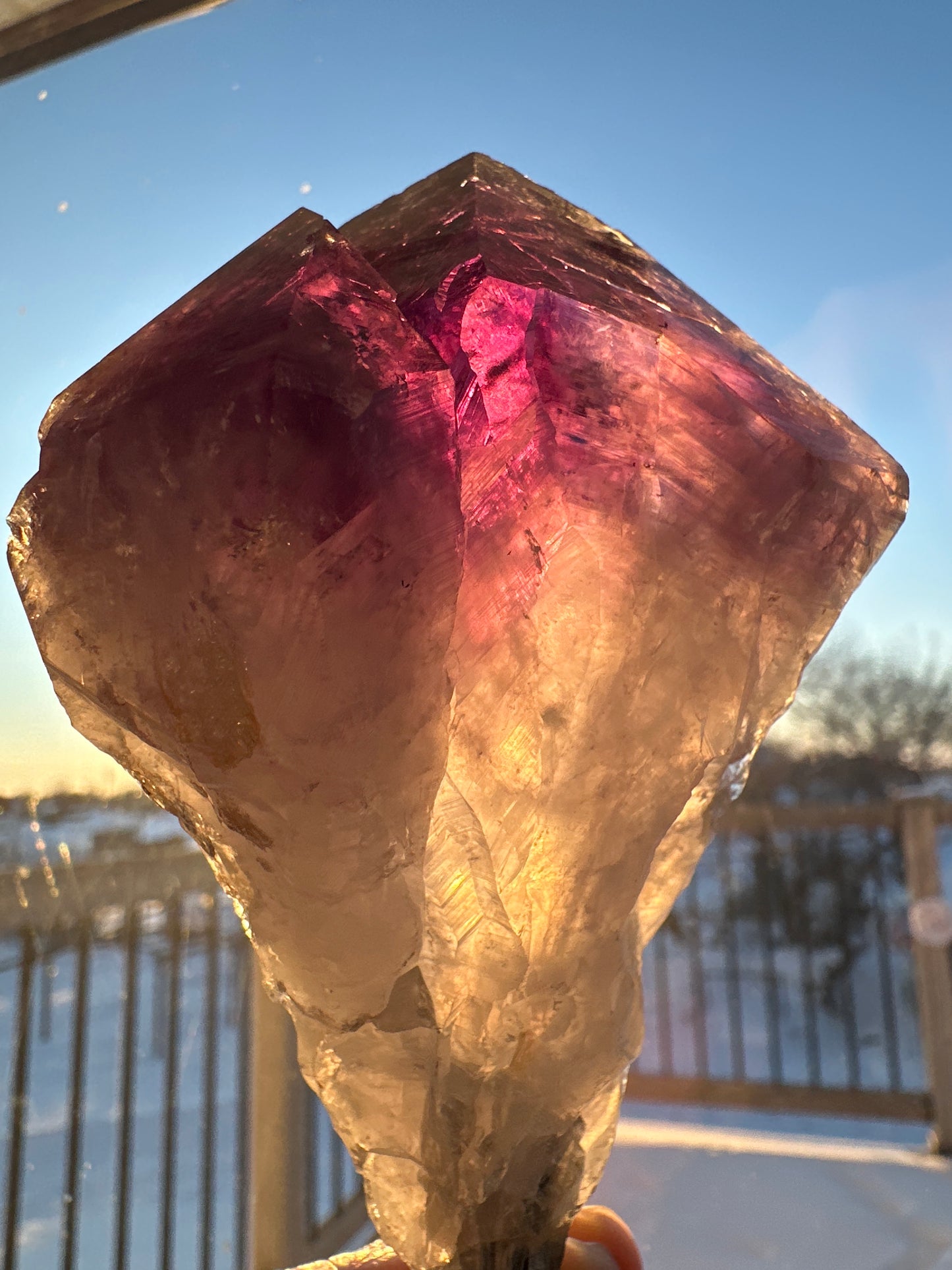 Amethyst point on stand