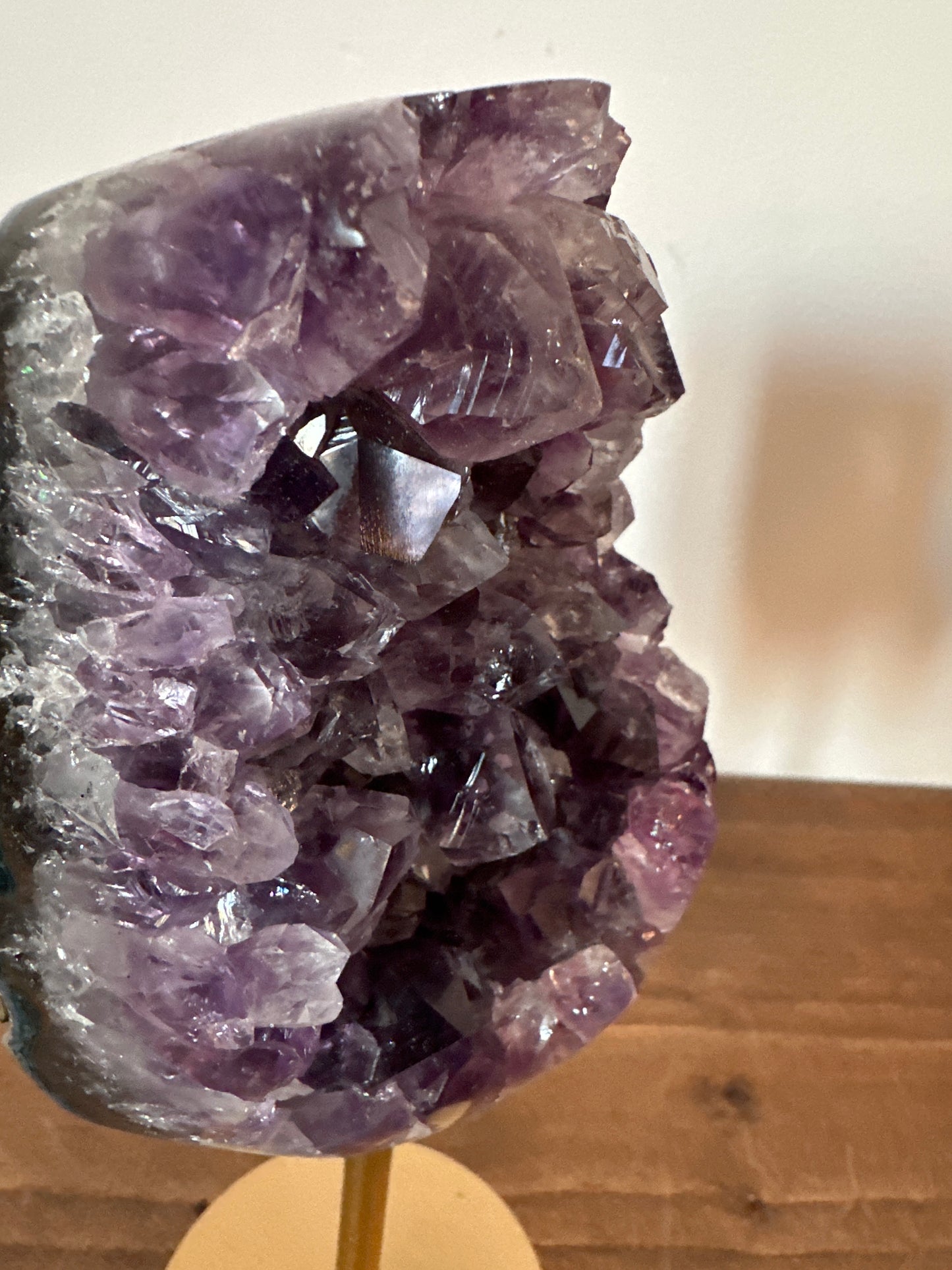Amethyst on gold stand