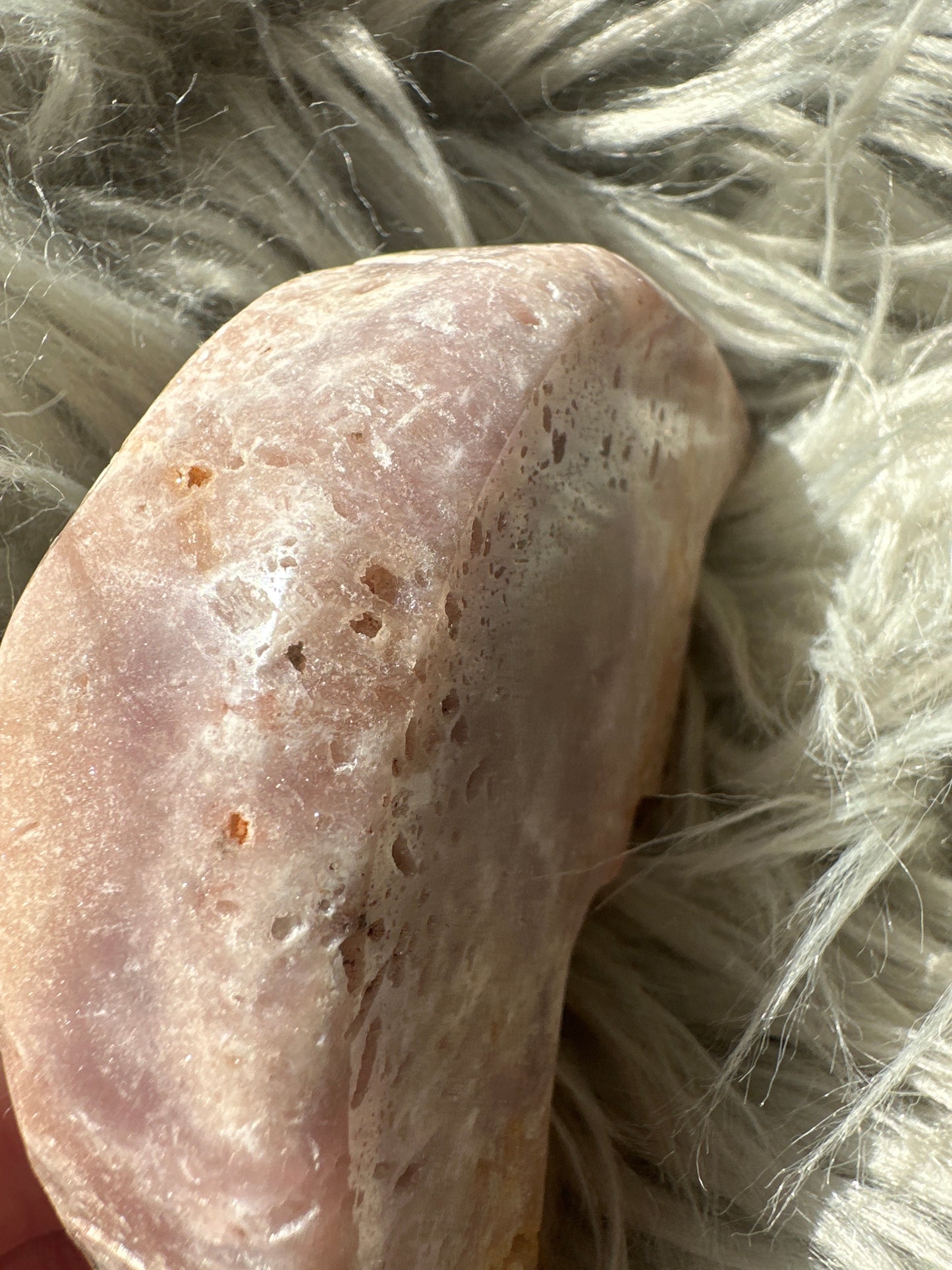 Pink amethyst moon carving