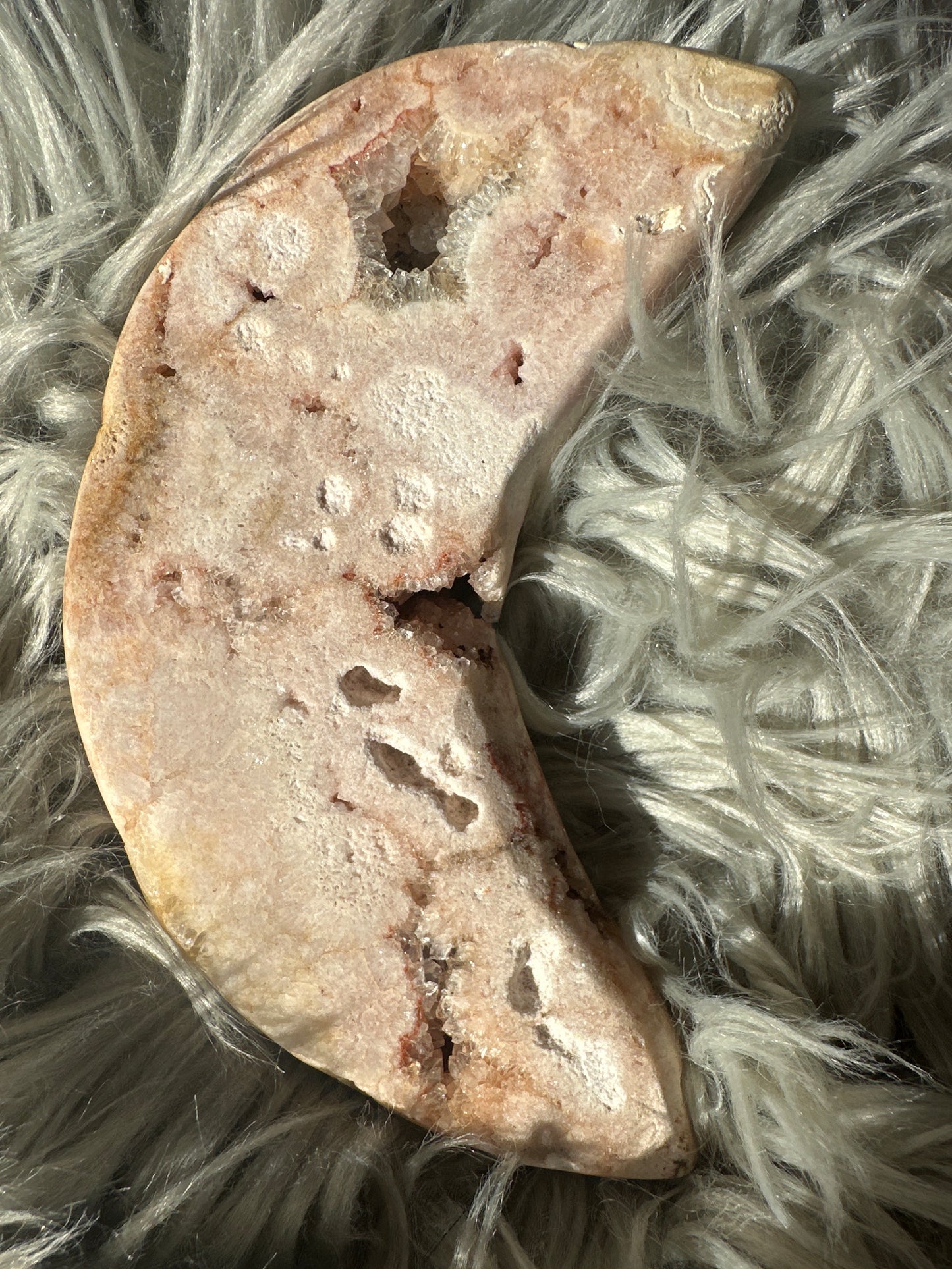 Pink amethyst moon. Lots of crystal pockets.