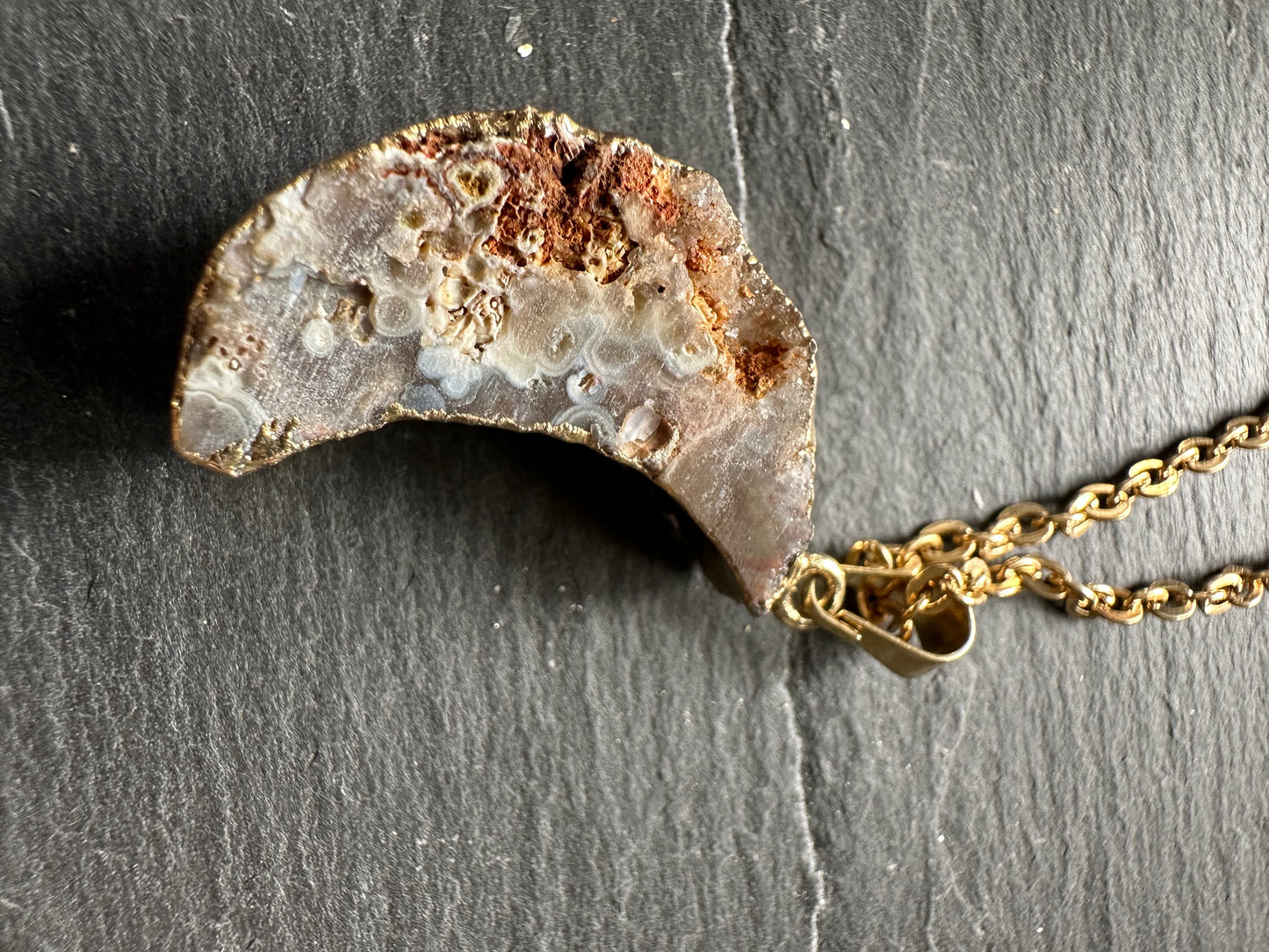 Chalcedony moon necklace