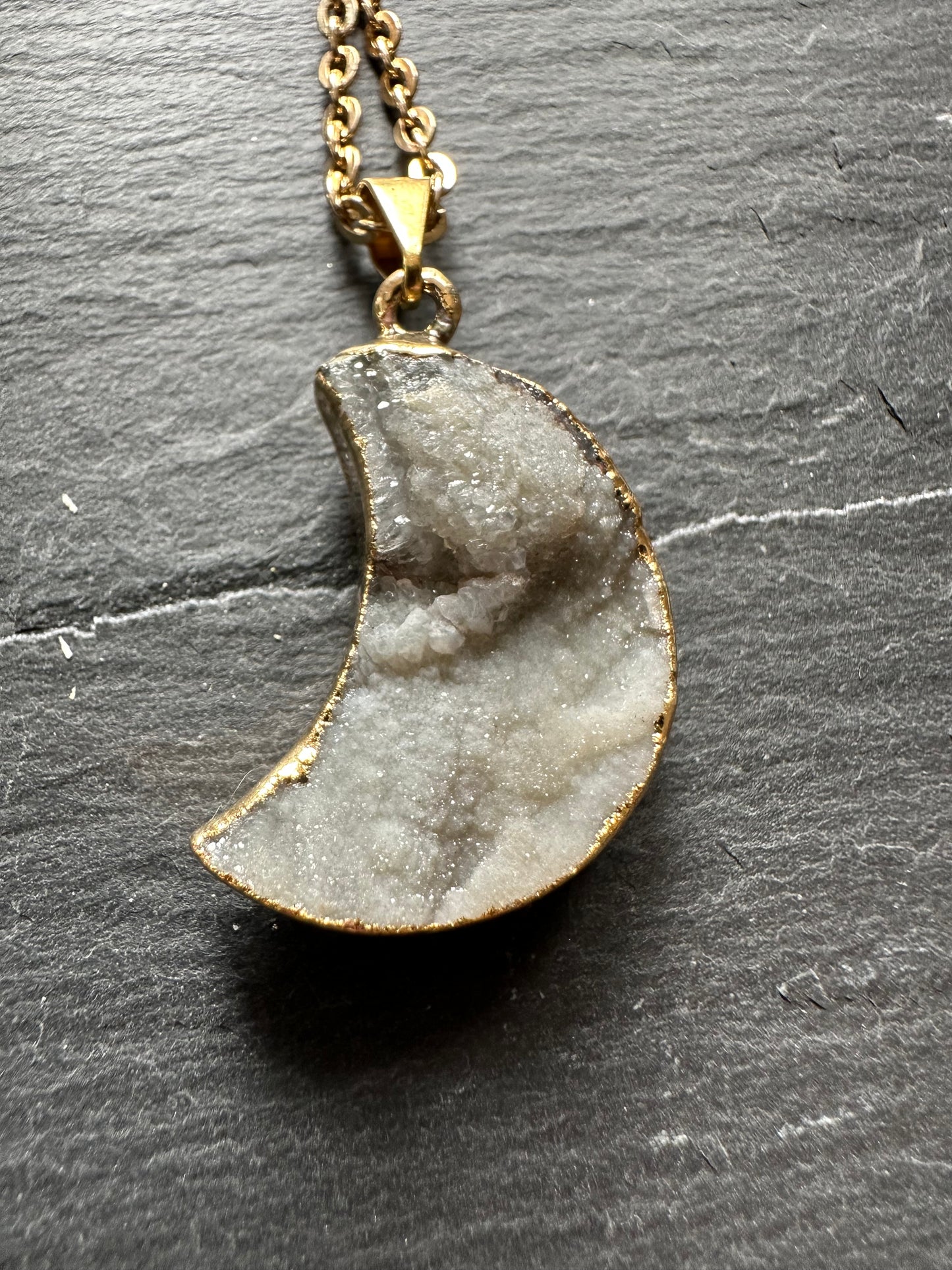 Chalcedony moon necklace