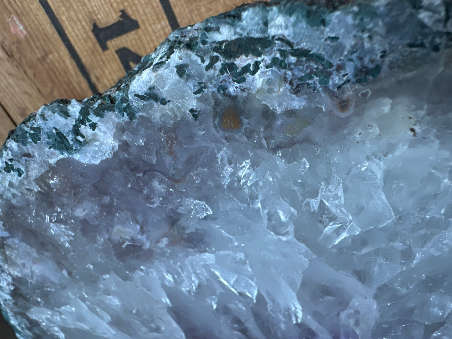 Portal. Amethyst with jasper, calcite and possibly gypsum rainbow inclusions? 😍