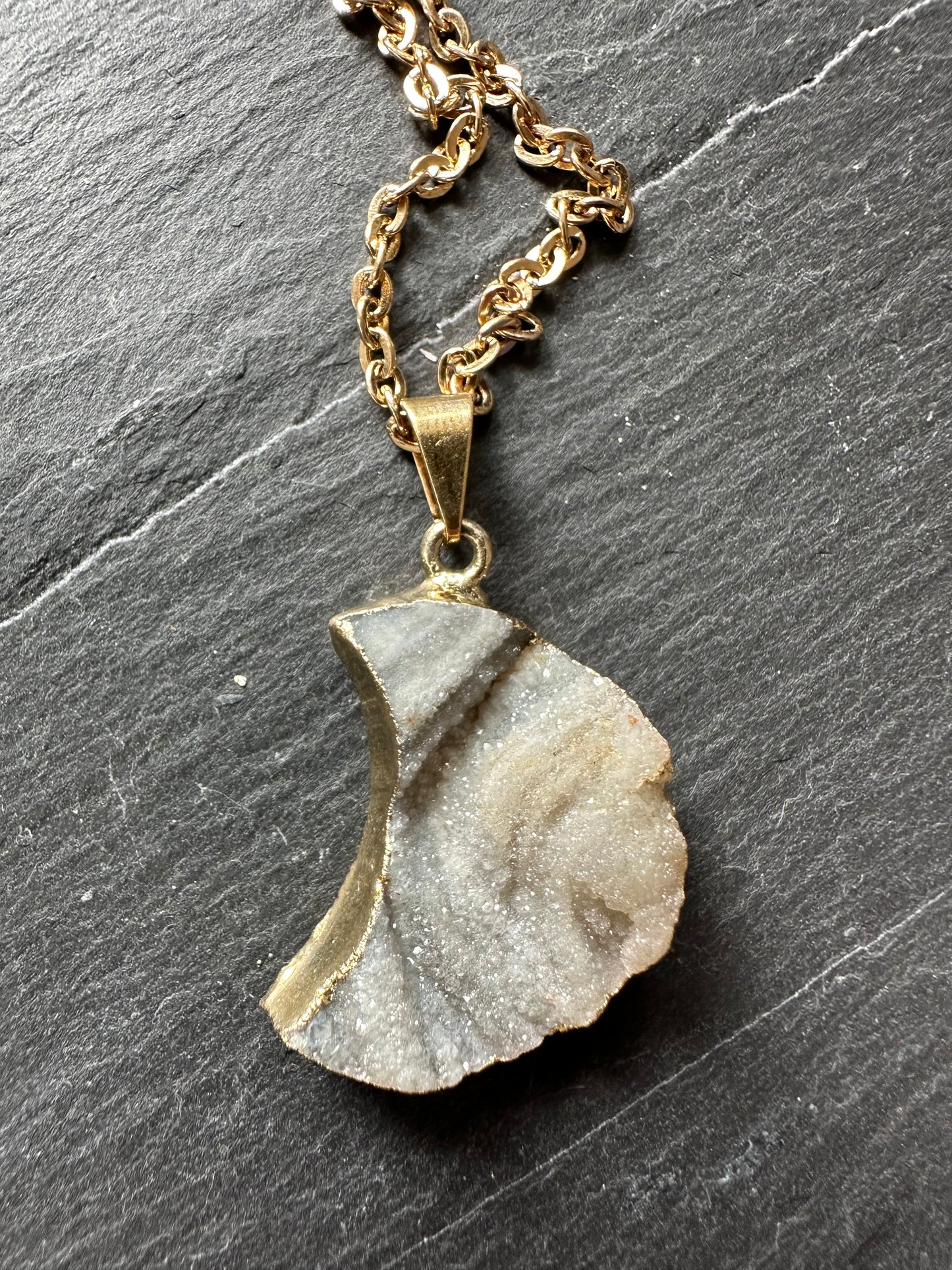 Chalcedony moon necklace