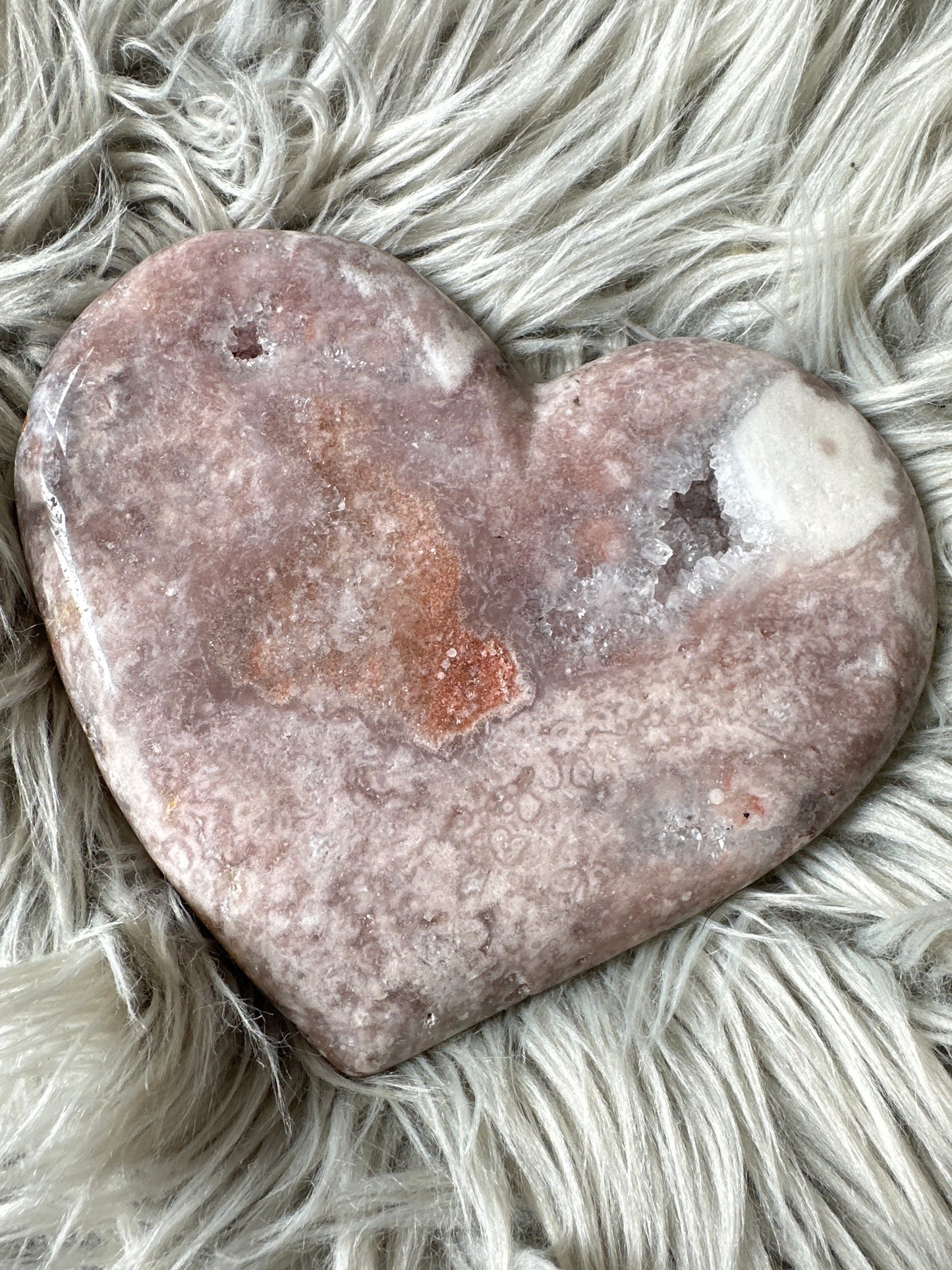 Pink amethyst, high quality heart on stand.