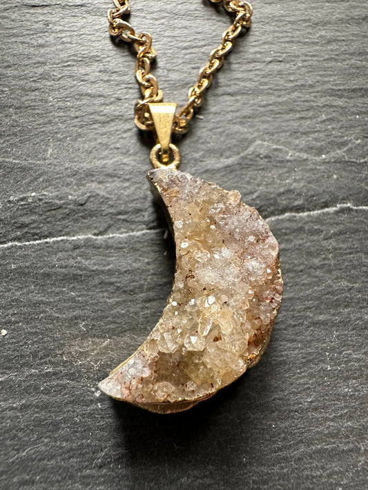 Chalcedony moon necklace