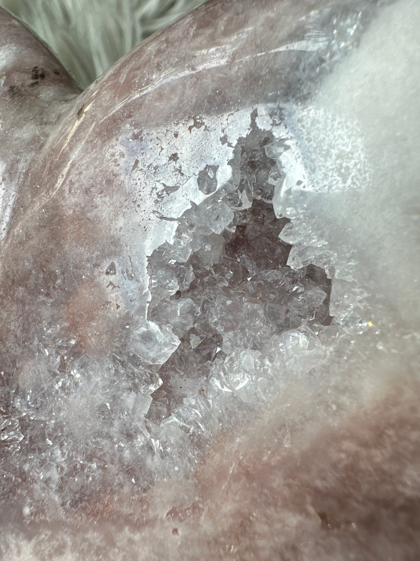 Pink amethyst, high quality heart on stand.