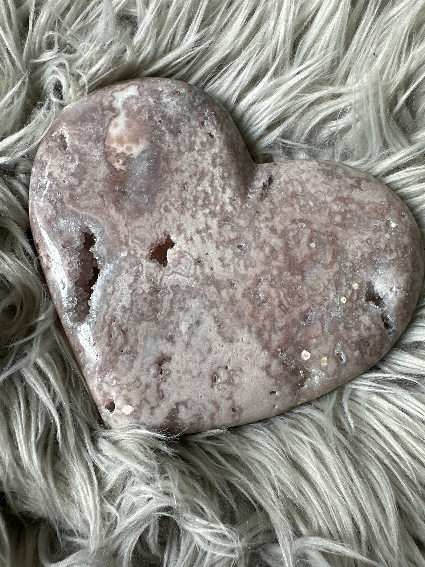 Pink amethyst, high quality heart on stand.