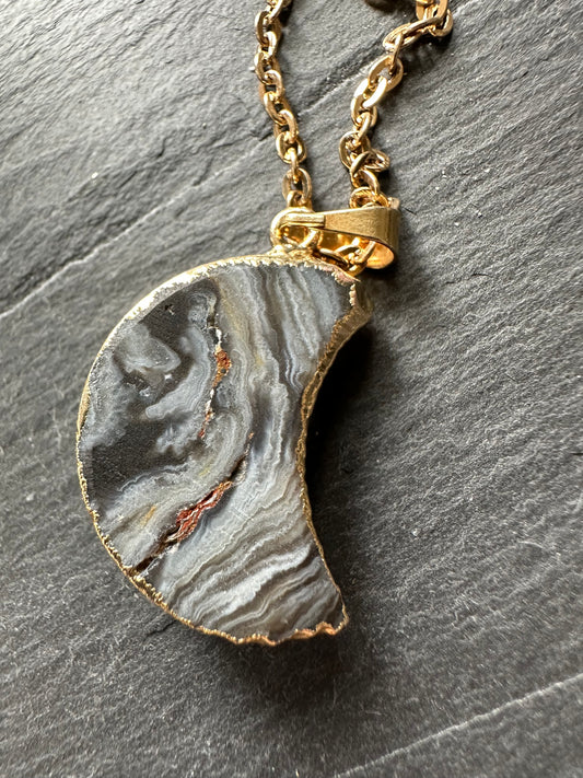 Chalcedony moon necklace