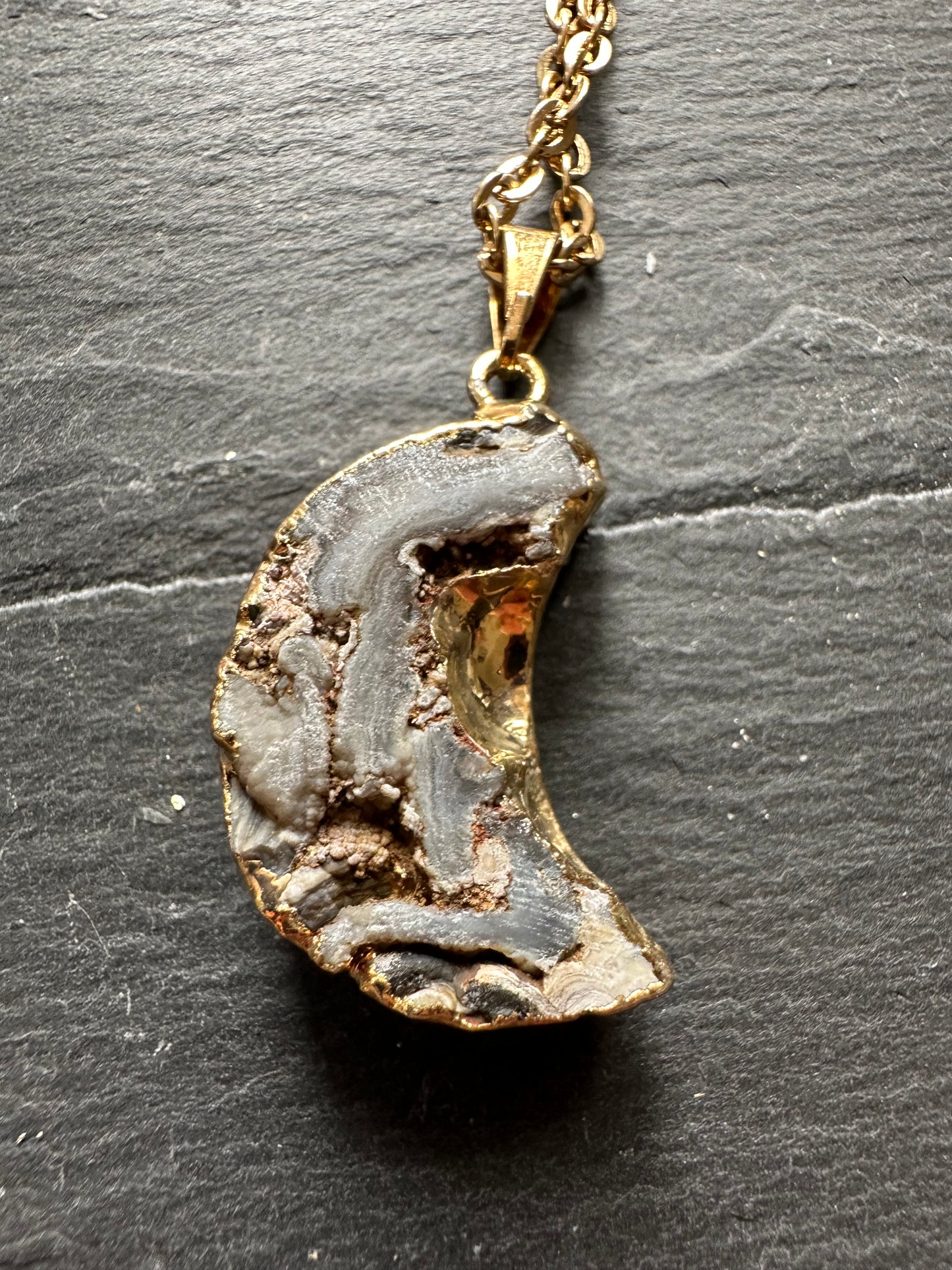 Chalcedony moon necklace