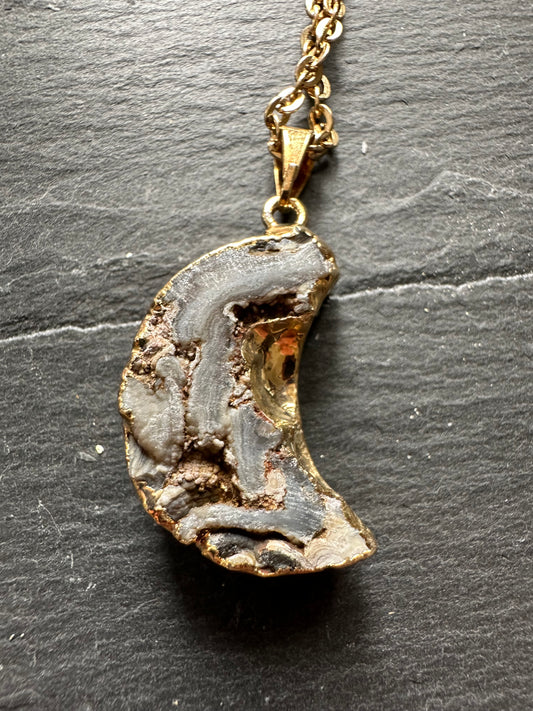 Chalcedony moon necklace