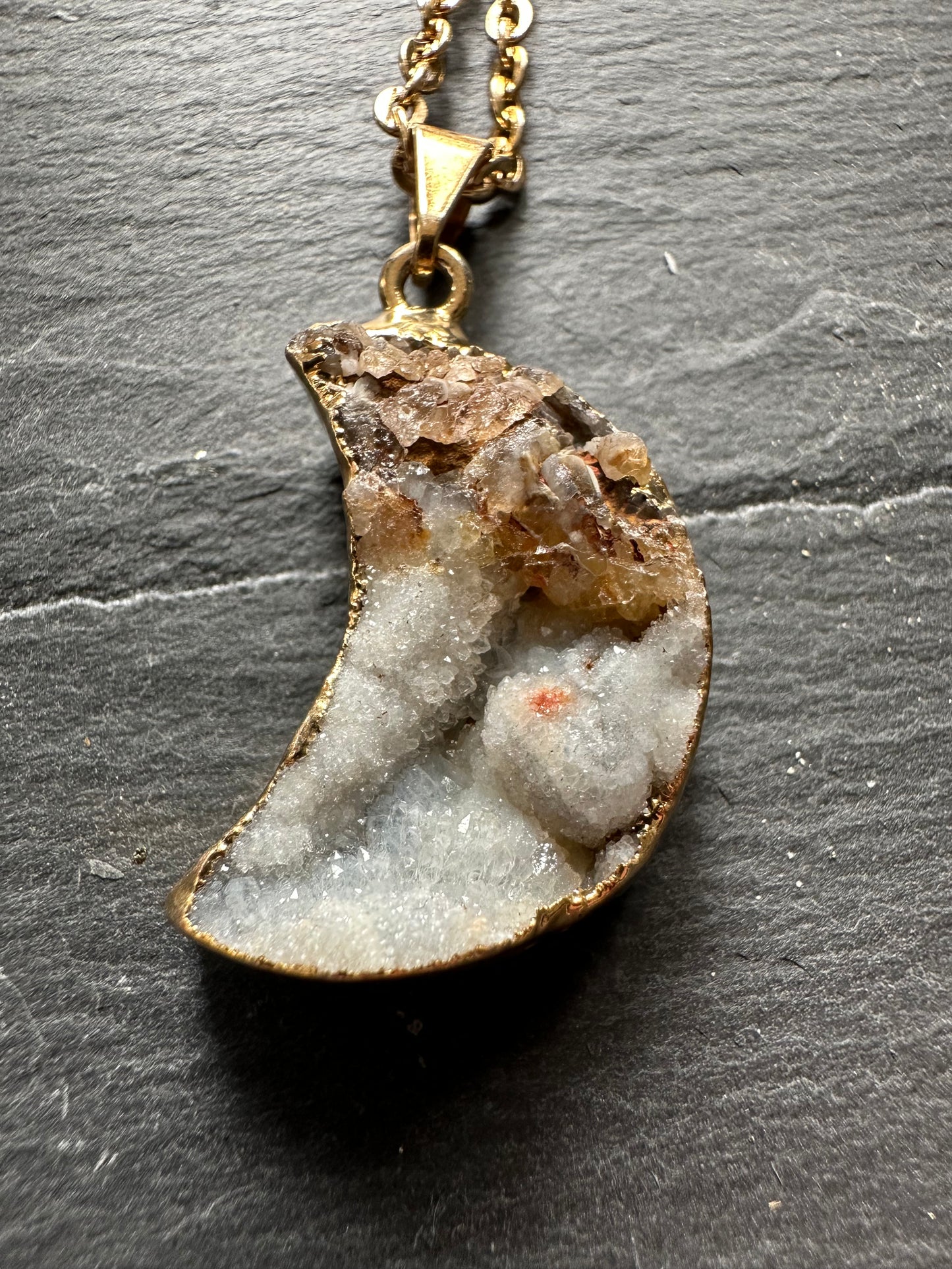 Chalcedony moon necklace
